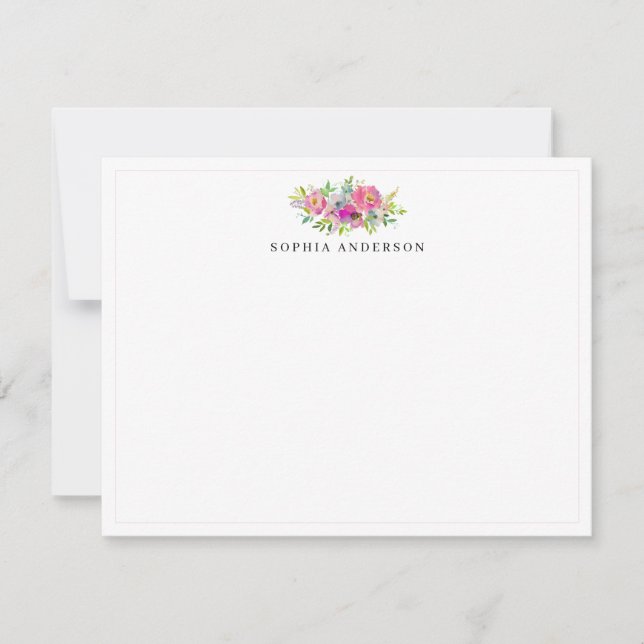 Elegant Blush Pink Floral Greenery Botanical Girly Card (Front)