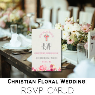 Elegant Blush Pink Floral Inspirational Wedding RSVP Card