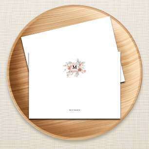 Elegant Blush Pink Floral Monogram Card