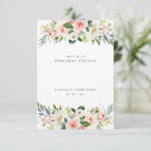 Elegant Blush Pink Floral Party Buffet Food Label  Invitation