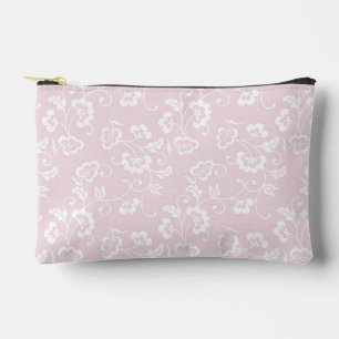 Elegant Blush Pink Floral Pattern  Accessory Pouch