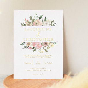 Elegant Blush Pink Floral Peony Wedding Gold