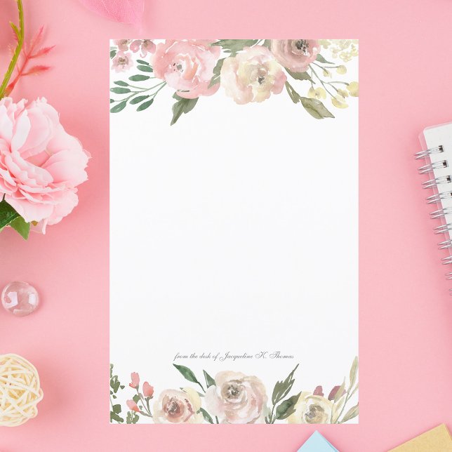 Elegant Blush Pink Floral Personalized Stationary (Creator Uploaded)