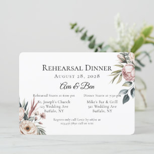 Elegant Blush Pink Floral Rehearsal Dinner Invitation