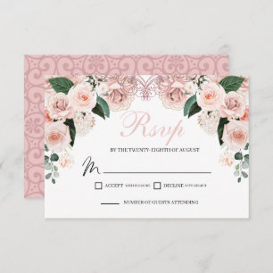 Elegant Blush Pink Floral RSVP Enclosure Card