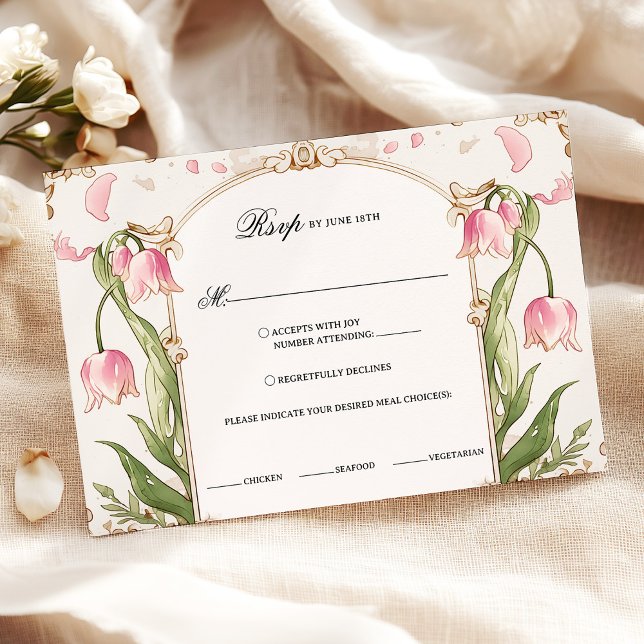 Elegant Blush Pink Floral Rsvp with Meal Choices (Creator Uploaded)