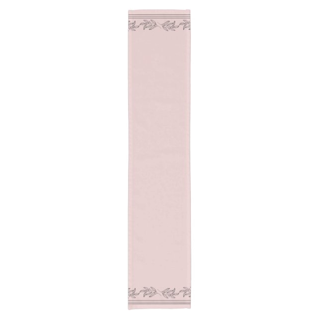 Elegant Blush Pink Floral Short Table Runner (Front)