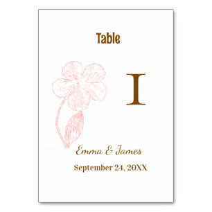 Elegant Blush Pink Floral  Table Number