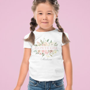 Elegant Blush Pink Floral Wedding Flower Girl Toddler T-shirt