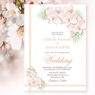 Elegant Blush Pink Floral Wedding Invitation