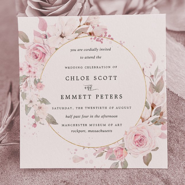 Elegant Blush Pink Floral Wedding Invitation (Creator Uploaded)