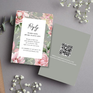 Elegant Blush Pink Floral Wedding RSVP Card