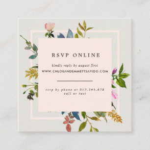 Elegant Blush Pink Floral Wedding Website RSVP Enclosure Card
