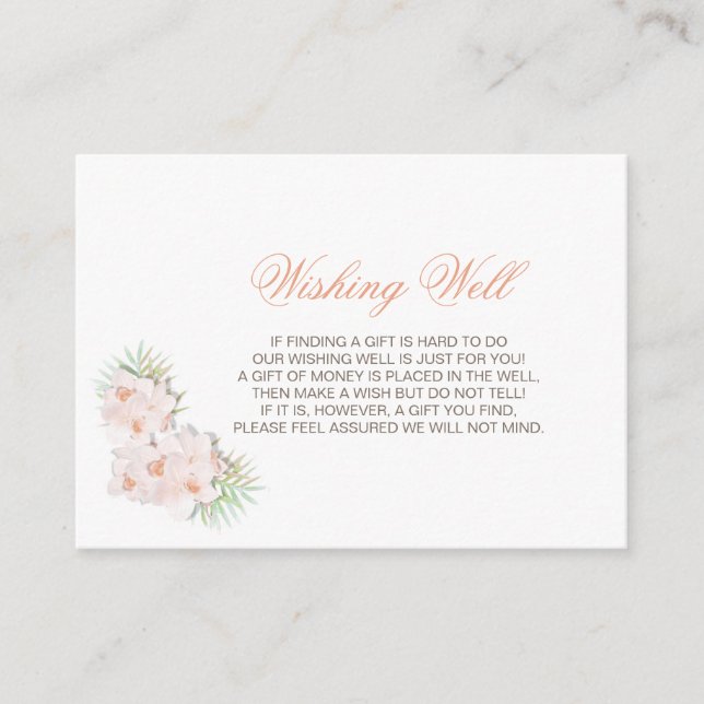 Elegant Blush Pink Floral Wedding Wishing Well Enclosure Card (Front)