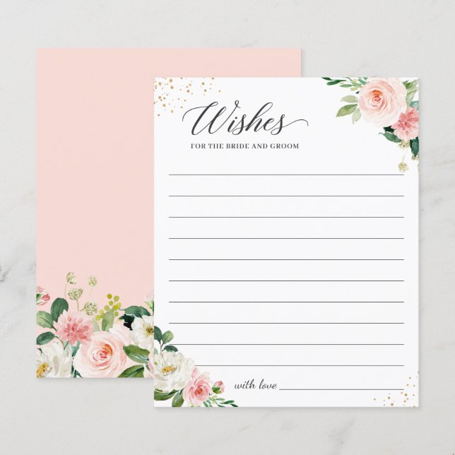 Elegant Blush Pink Floral Wishes for Newlyweds (Front/Back)