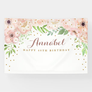 Elegant Blush Pink Flowers Backdrop Banner