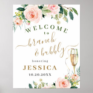 Elegant Blush Pink Flowers Boho Bridal Shower Poster