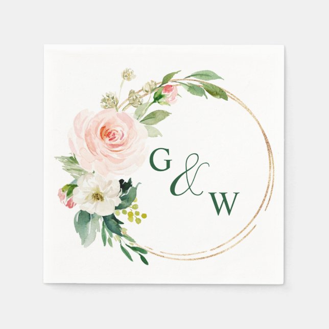 Elegant Blush Pink Flowers Floral Wedding Napkin