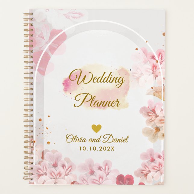 Elegant Blush Pink Flowers Organizer Wedding (Front)