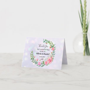 Elegant Blush Pink Flowers Thank You Wedding Card