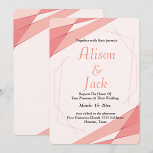 Elegant blush pink geometric frame wedding invitation
