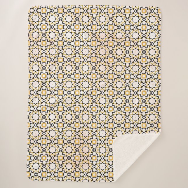 Elegant Blush Pink Geometric Sherpa Throw Blanket (Front)