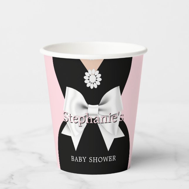 Elegant Blush Pink Glam Tiffany Baby Shower Paper Cups (Front)