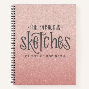 Elegant Blush Pink Glitter Artist Sketchbook Notebook
