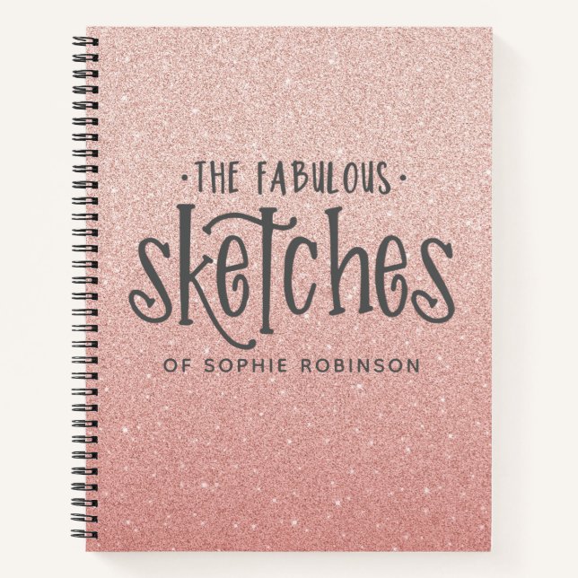 Elegant Blush Pink Glitter Artist Sketchbook Notebook (Front)