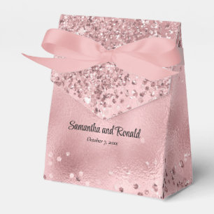 Elegant Blush Pink Glitter & Foil Wedding Favour Favor Box