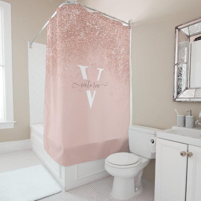 Elegant Blush Pink Glitter Sparkle Monogram Custom (In Situ)