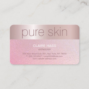 Elegant Blush Pink Gold Aesthetician Spa Business Card