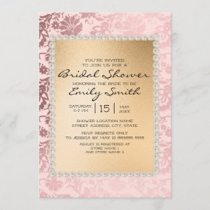 Elegant Blush Pink Gold Bridal Shower Invitation