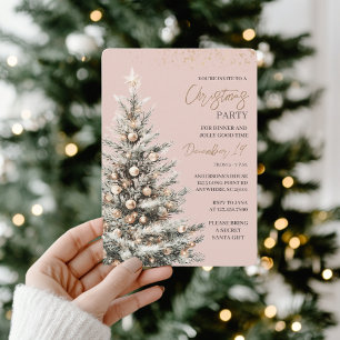 Elegant Blush Pink & Gold Christmas Party Invitation