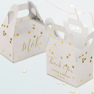 Elegant Blush Pink Gold Confetti Thank You Wedding Favor Box