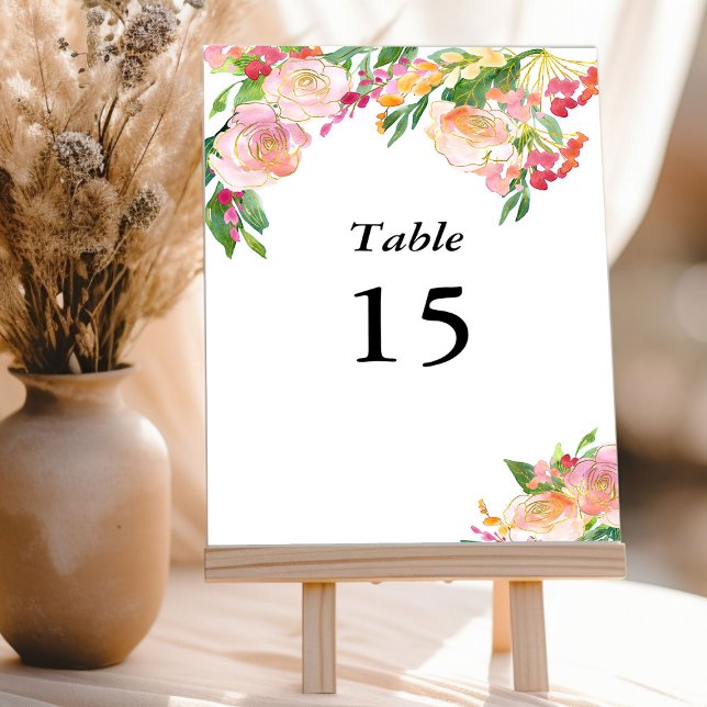 Elegant Blush Pink Gold Floral Table Number (Editable Table Number Card from my Floral Chic Quinceanera Collection
)
