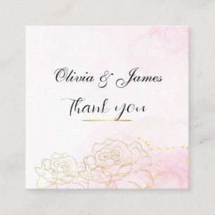 Elegant Blush Pink Gold Floral Wedding Thank You  Enclosure Card