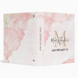 Elegant Blush Pink Gold Glitter Marble Binder