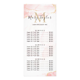 Elegant Blush Pink Gold Glitter Marble  Rack Card