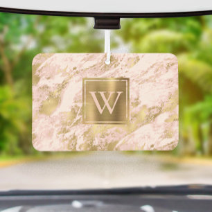 Elegant Blush Pink Gold Marble Monogram Air Freshener