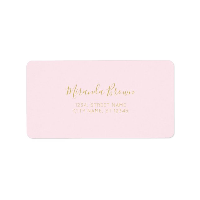Elegant Blush Pink Gold Minimalist Classy Chic Label (Front)