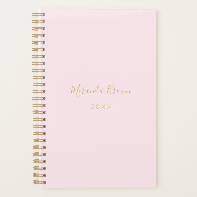 Elegant Blush Pink Gold Minimalist Classy Chic Planner (Front)