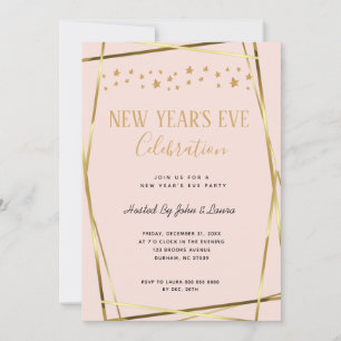 Elegant Blush Pink & gold New Years Announcement