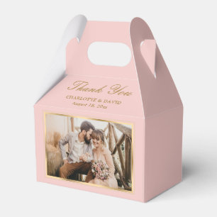 Elegant Blush Pink Gold Wedding Photo Thank You Favor Box