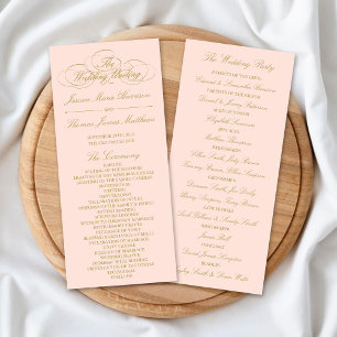 Elegant Blush Pink & Gold Wedding Program Template