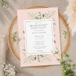 Elegant Blush Pink Greenery Bridesmaids Luncheon Invitation<br><div class="desc">Featuring delicate watercolor greenery leaves on a blush pink background,  this chic bridesmaids luncheon invitation can be personalized with your special celebration event information. Designed by Thisisnotme©</div>