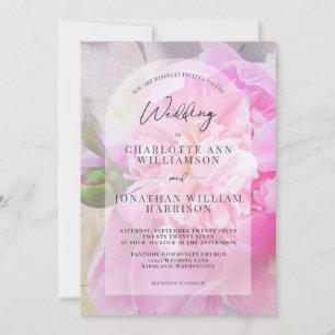Elegant Blush Pink Grey Floral Arch Wedding Invitation