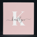 Elegant Blush Pink Grey Script Monogram Binder<br><div class="desc">This simple, elegant blush pink 2" capacity 3 ring binder with your first name in a trendy script font in grey and your first initial in a modern cap font in white is perfect for keeping your recipes, photos, papers neat and tidy. It's stylish and trendy and yet very classic....</div>
