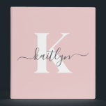 Elegant Blush Pink Grey Script Monogram Binder<br><div class="desc">This simple, elegant blush pink 1" capacity 3 ring binder with your first name in a trendy script font in grey and your first initial in a modern cap font in white is perfect for keeping your recipes, photos, papers neat and tidy. It's stylish and trendy and yet very classic....</div>