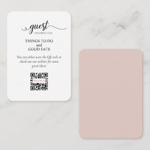 Elegant Blush Pink Guest Information QR Code Enclosure Card